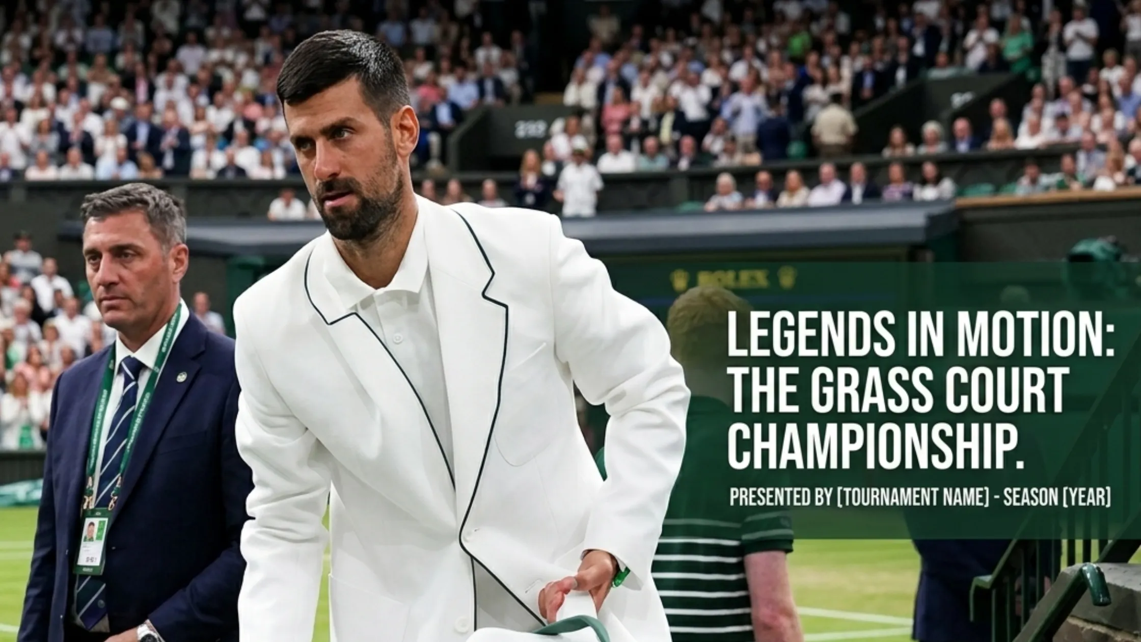 Novak Djokovic 2026 Wimbledon Championships Green Contrast Piping White Single Breasted Blazer