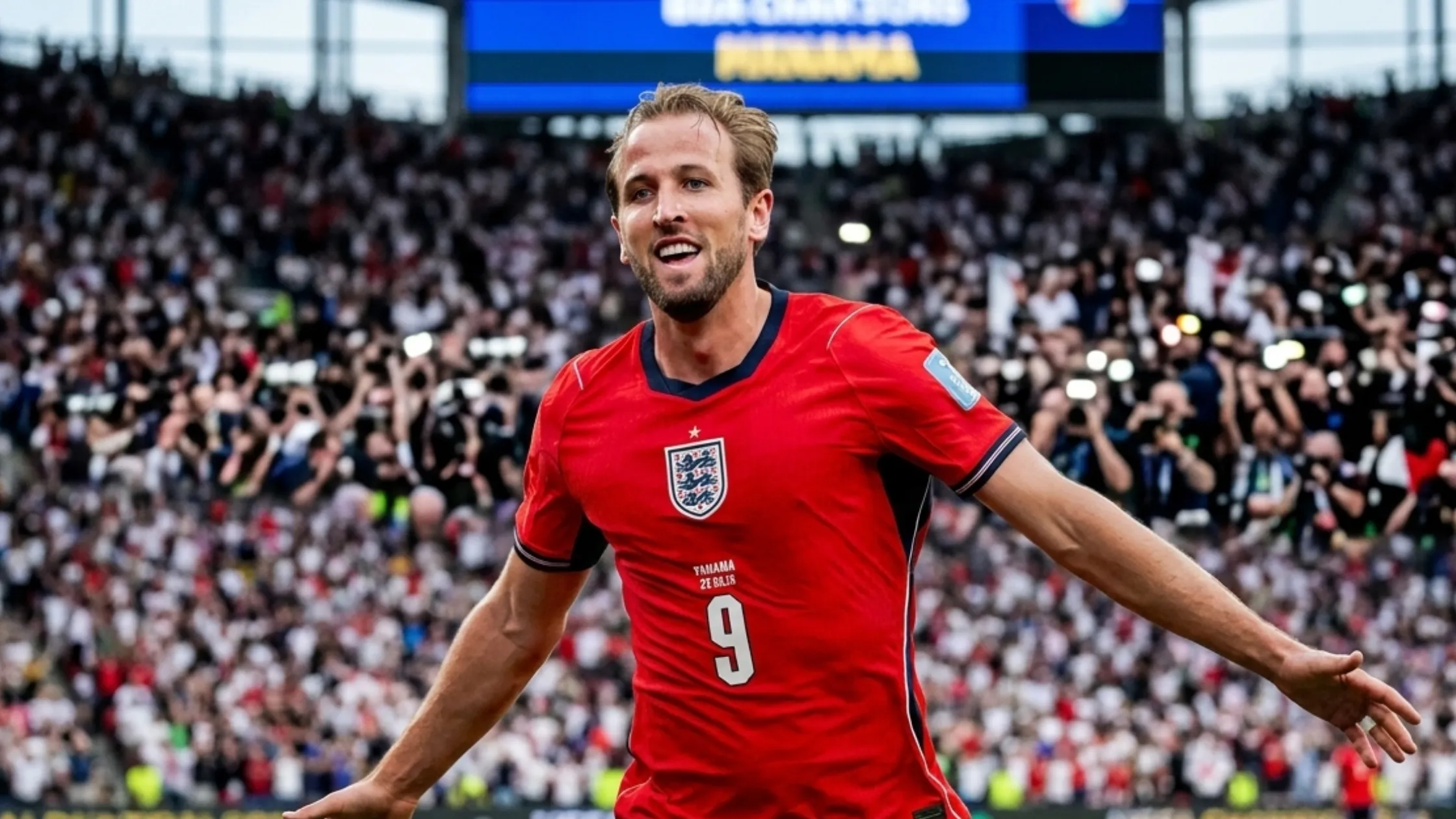 Harry Kane England FIFA World Cup 2026 Number 9 Red Performance Football Jersey T-Shirt