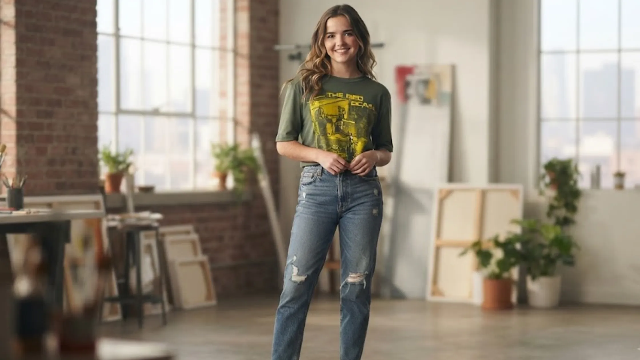 40 Dates and 40 Nights Leah Jones The Red Scare Olive Green Graphic T-Shirt