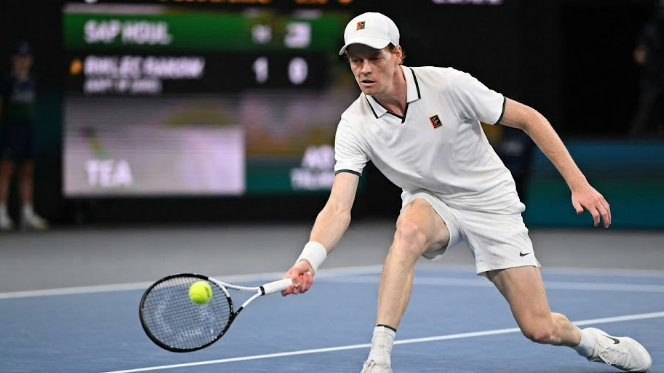 Jannik Sinner Wimbledon Tennis Championships 2026 White Performance Mesh Polo Shirt with Green Trim