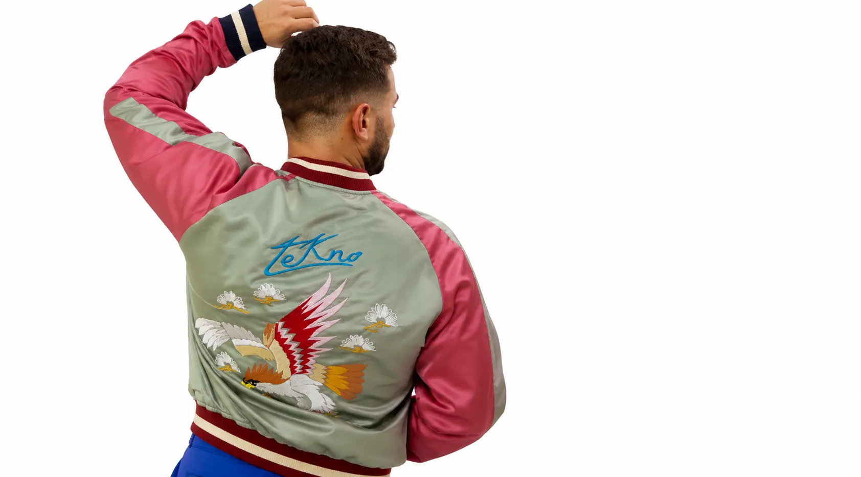 Geordie Shore S26 Diesel Logo & Eagle Embroidery Green Pink Reversible Bomber Jacket