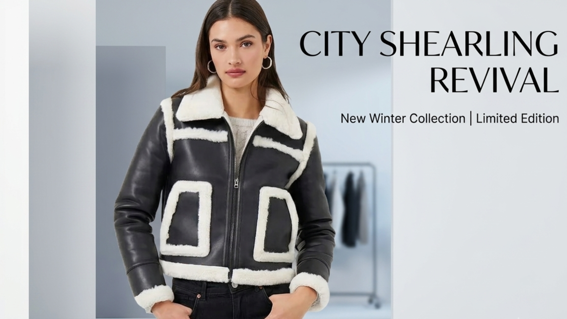 Women Black and White Faux Shearling Jacket