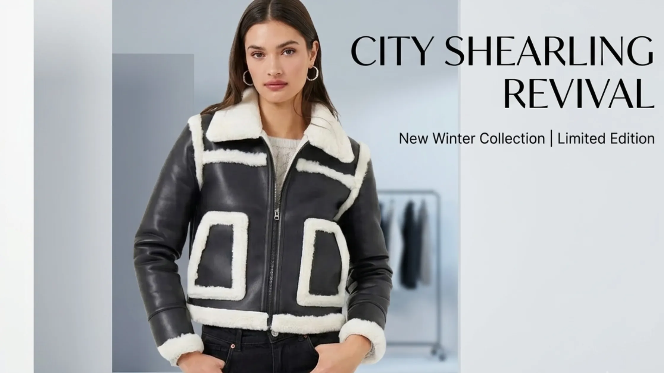Women Black and White Faux Shearling Jacket