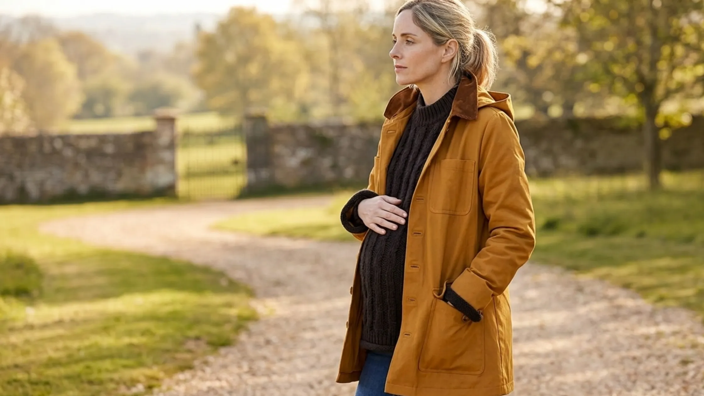 After the Flood Sophie Rundle Brown Utility Field Parka Jacket with Corduroy Collar