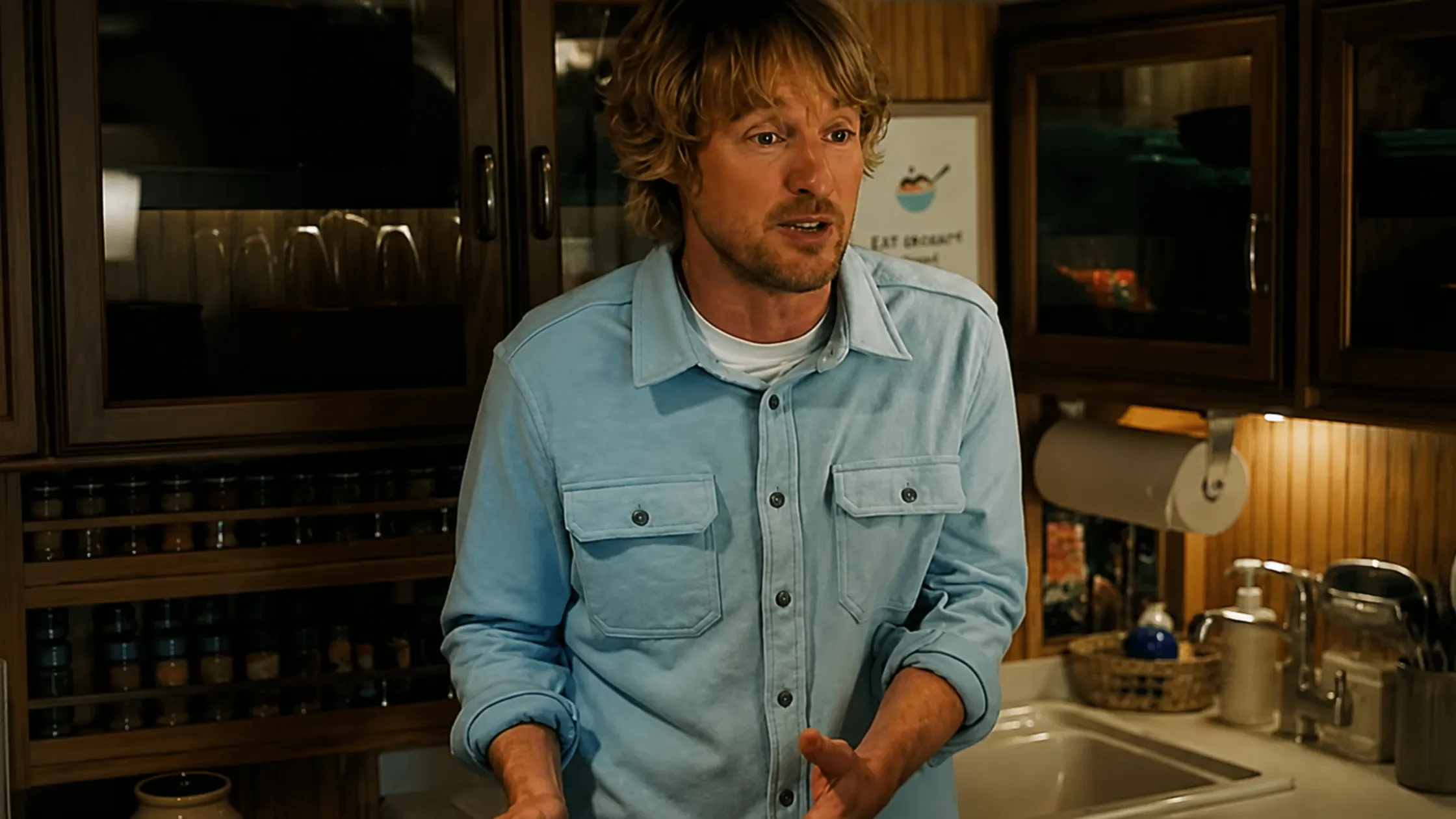 Master Relaxed Layering with the Stick S01 Owen Wilson Blue Shirt