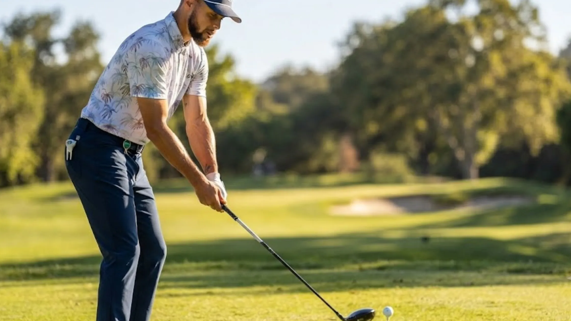 Stephen Curry ACC Celebrity-Am Tournament Palm Tree Print Performance Golf Polo Shirt