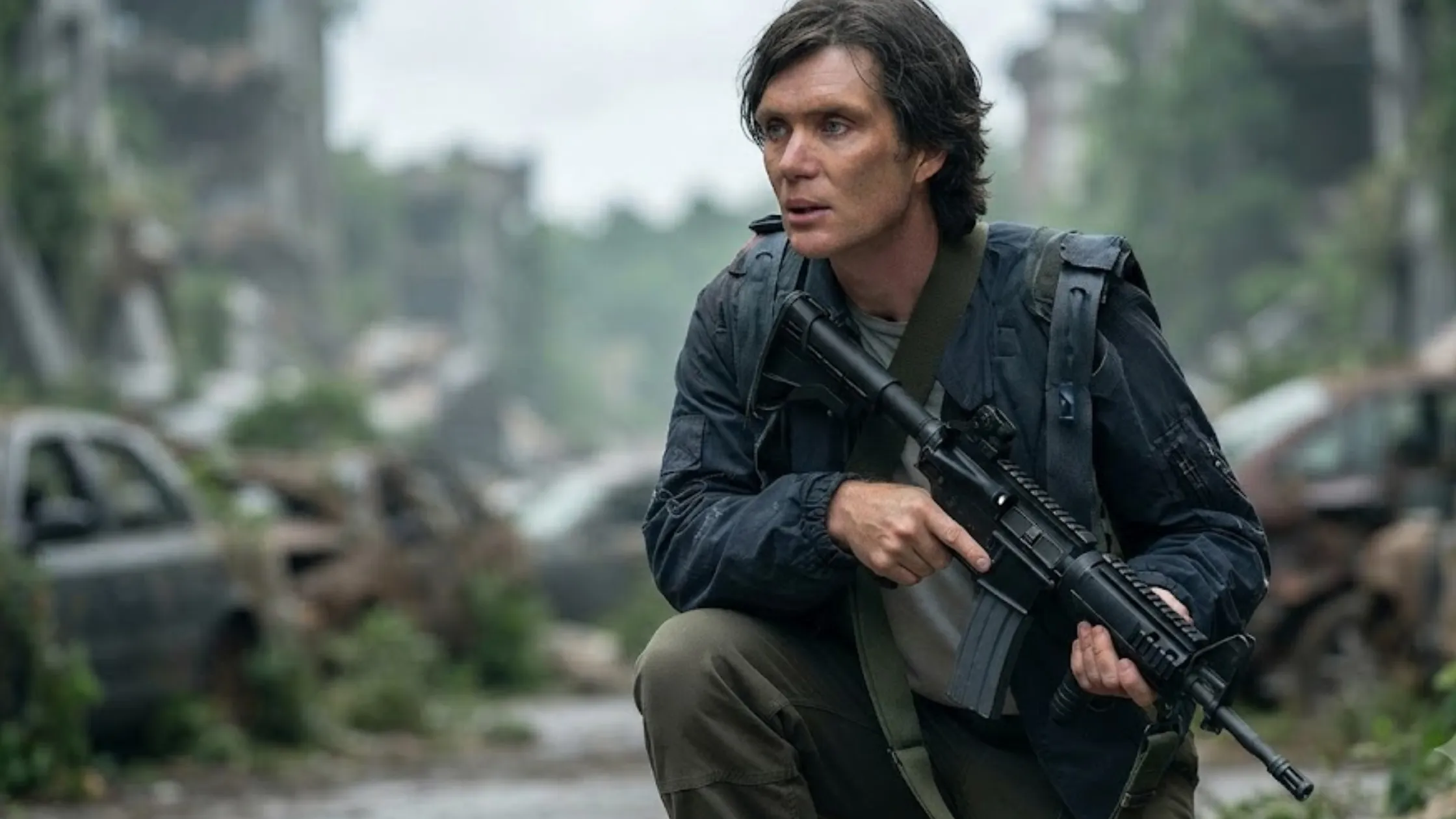 A Quiet Place Part III 2027 Cillian Murphy Navy Tactical Bomber Jacket with U.S.N. Patch and Utility Pockets