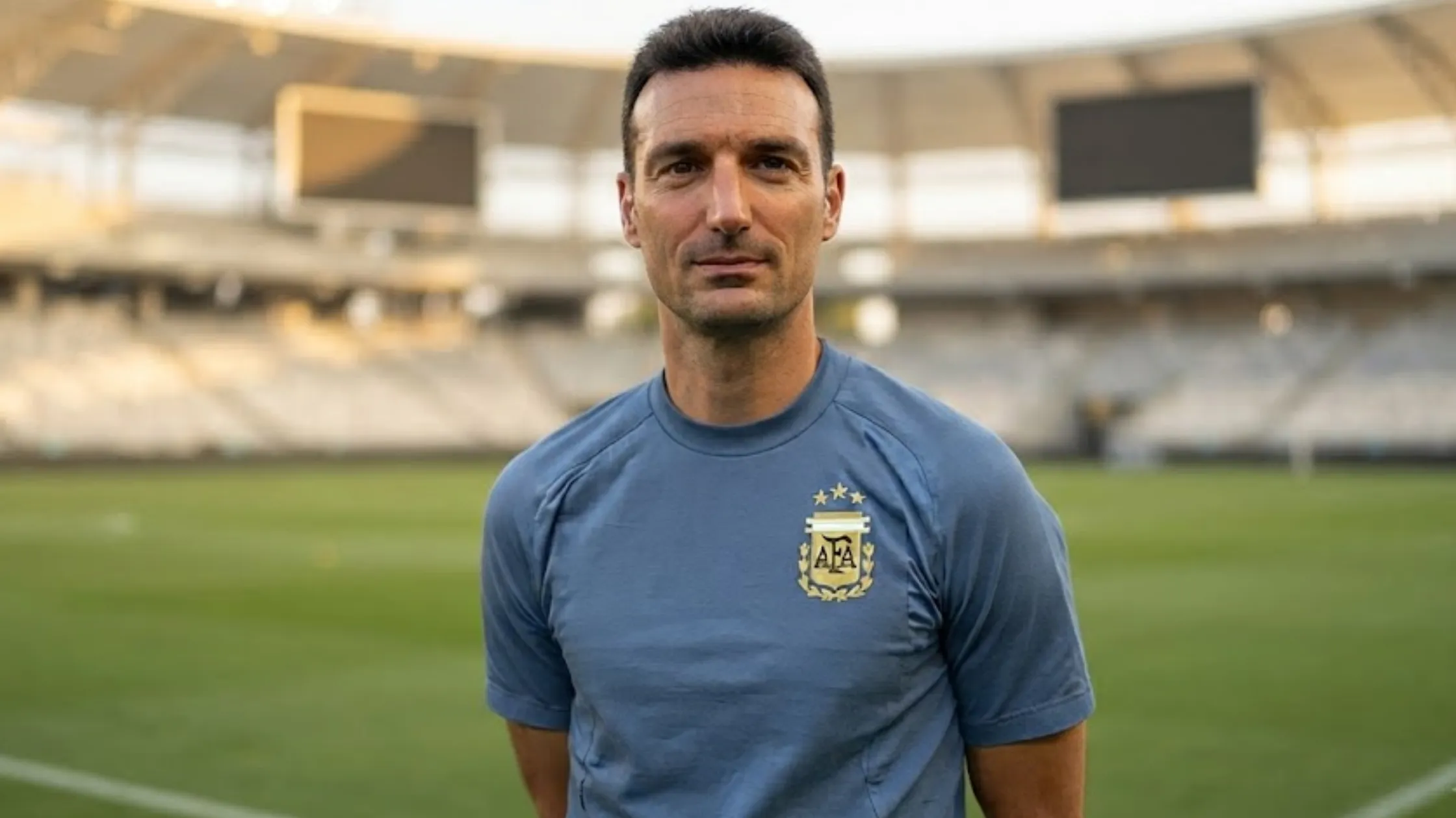 World Cup 2026 Argentina blue athletic T-shirt with gold AFA crest and crew neck