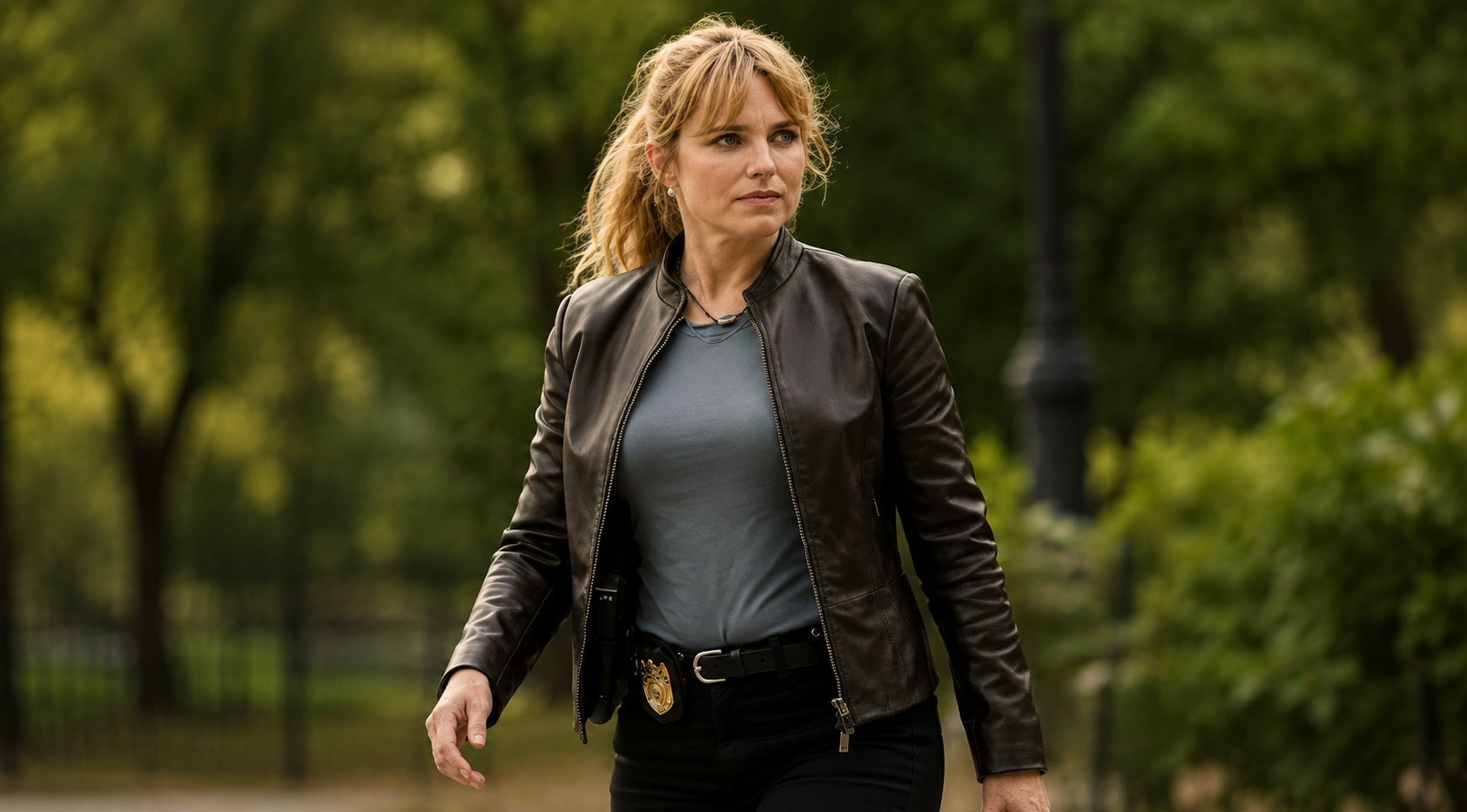 Jacqueline Byers NCIS: NY 2026 Dark Brown Leather Jacket with Stand Collar