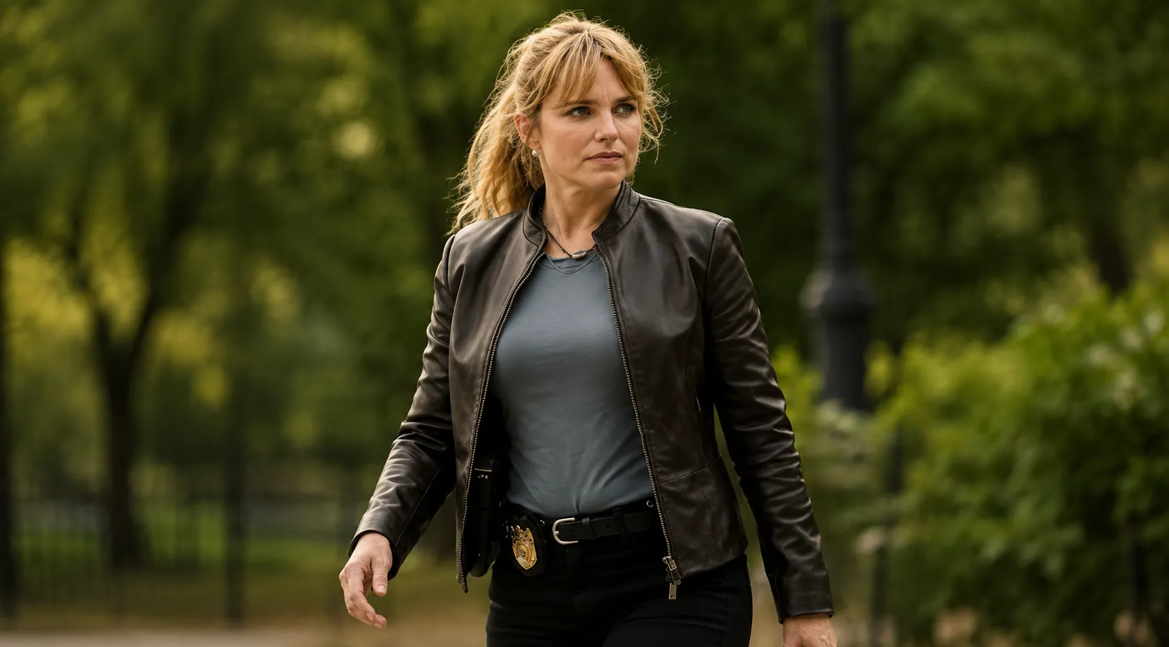 Jacqueline Byers NCIS: NY 2026 Dark Brown Leather Jacket with Stand Collar