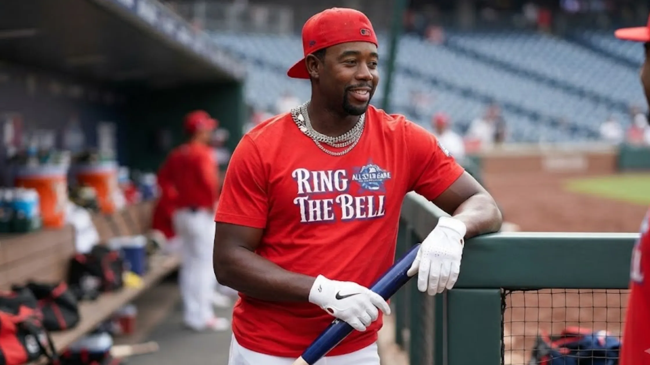 Jordan Walker 2026 MLB All-Star Game Ring The Bell Red T-Shirt with Patriotic Back Number 18 Graphic