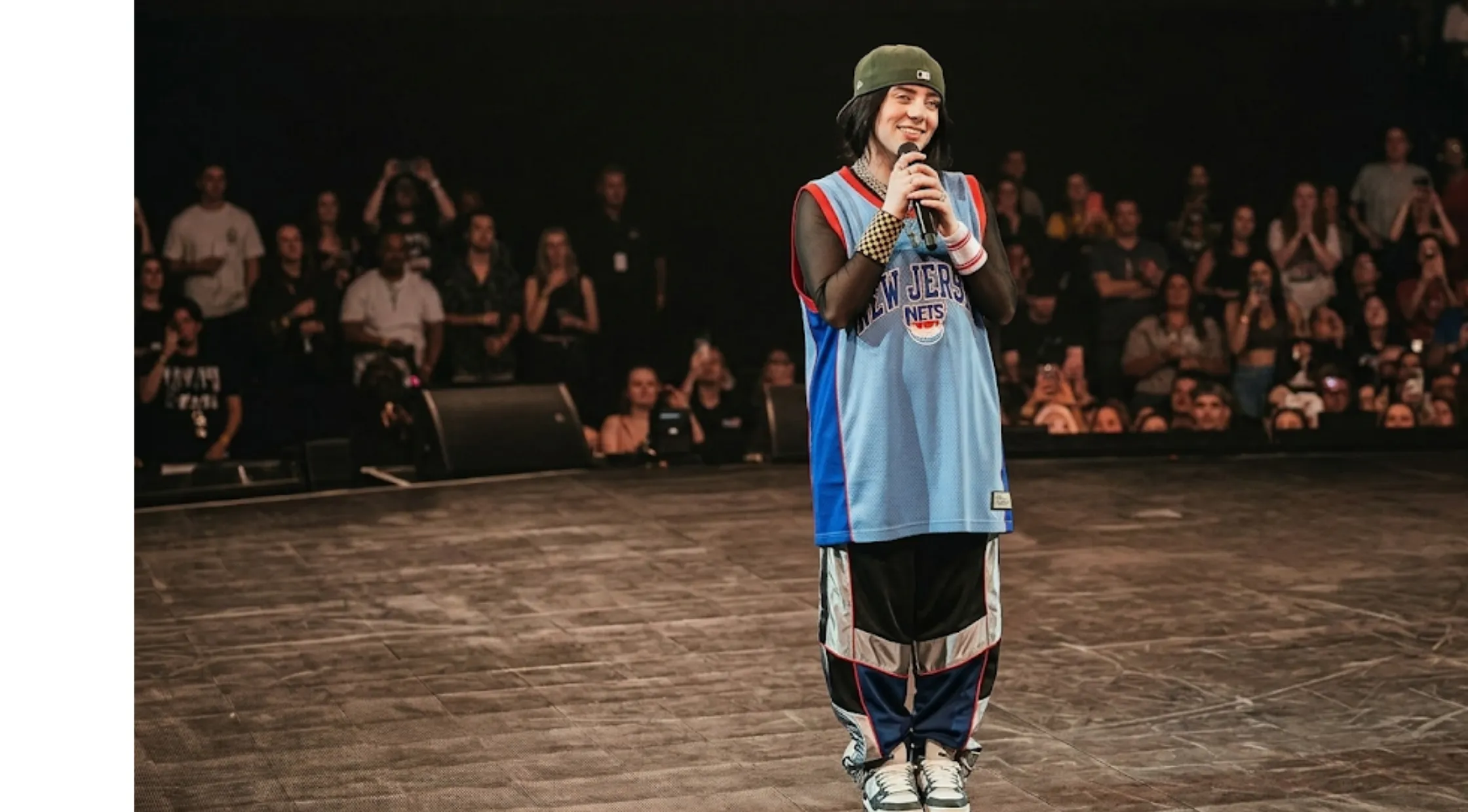 Billie Eilish New Jersey Nets Blue Basketball Jersey with red trim and vintage team graphic