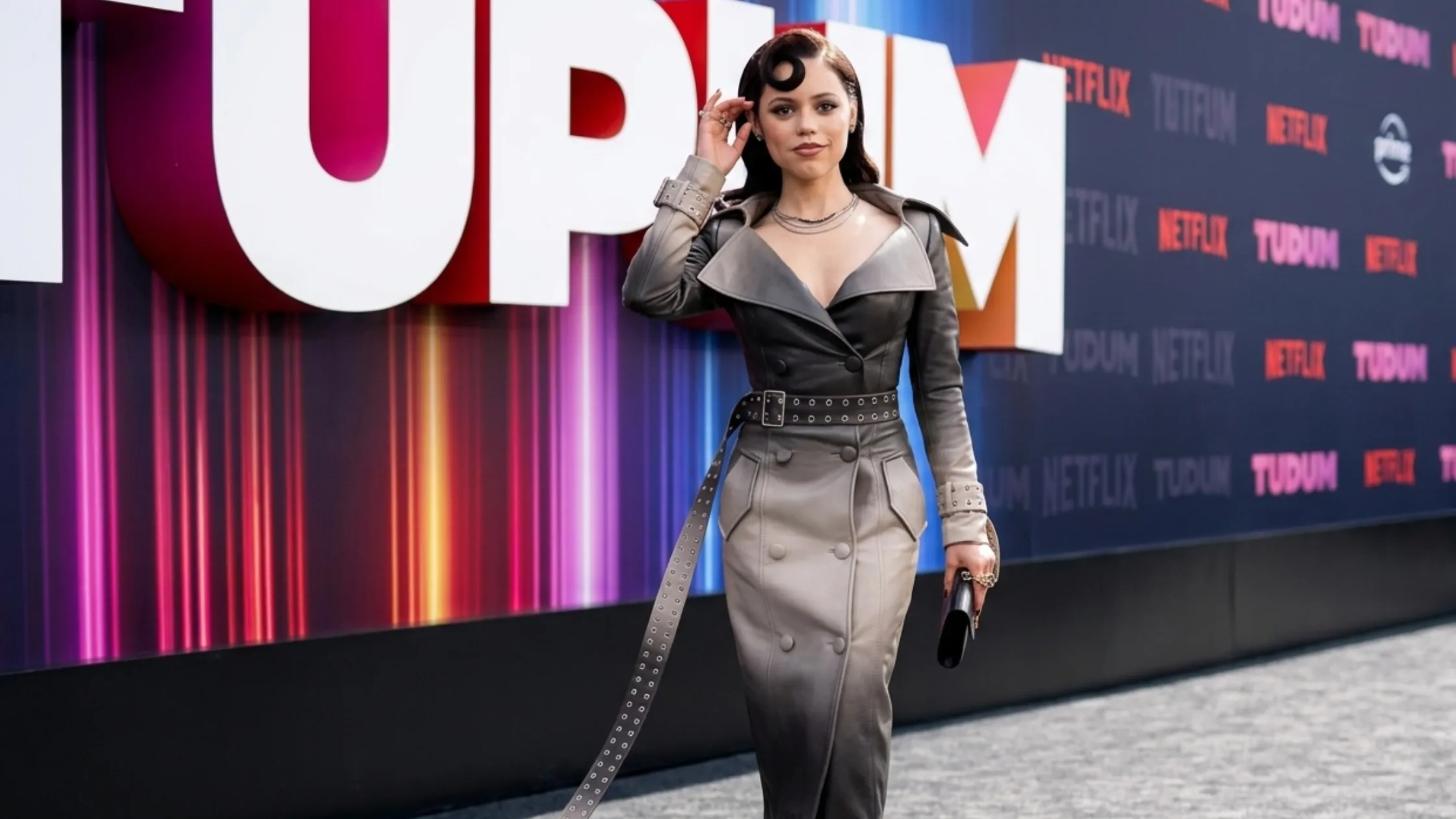 Jenna Ortega Leather Coat