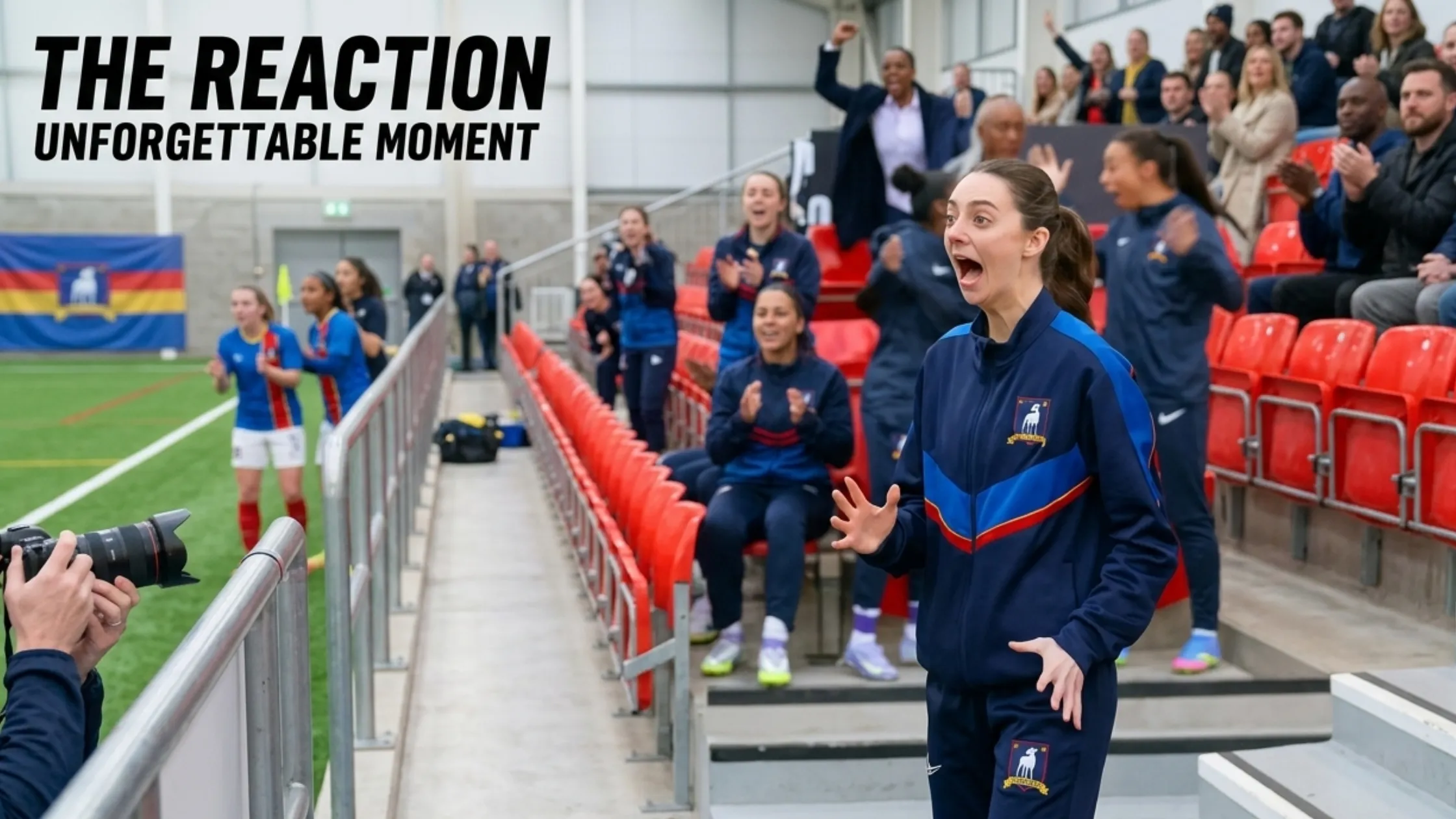 Ted Lasso S04 Tanya Reynolds AFC Richmond navy blue chevron track jacket with blue stripes