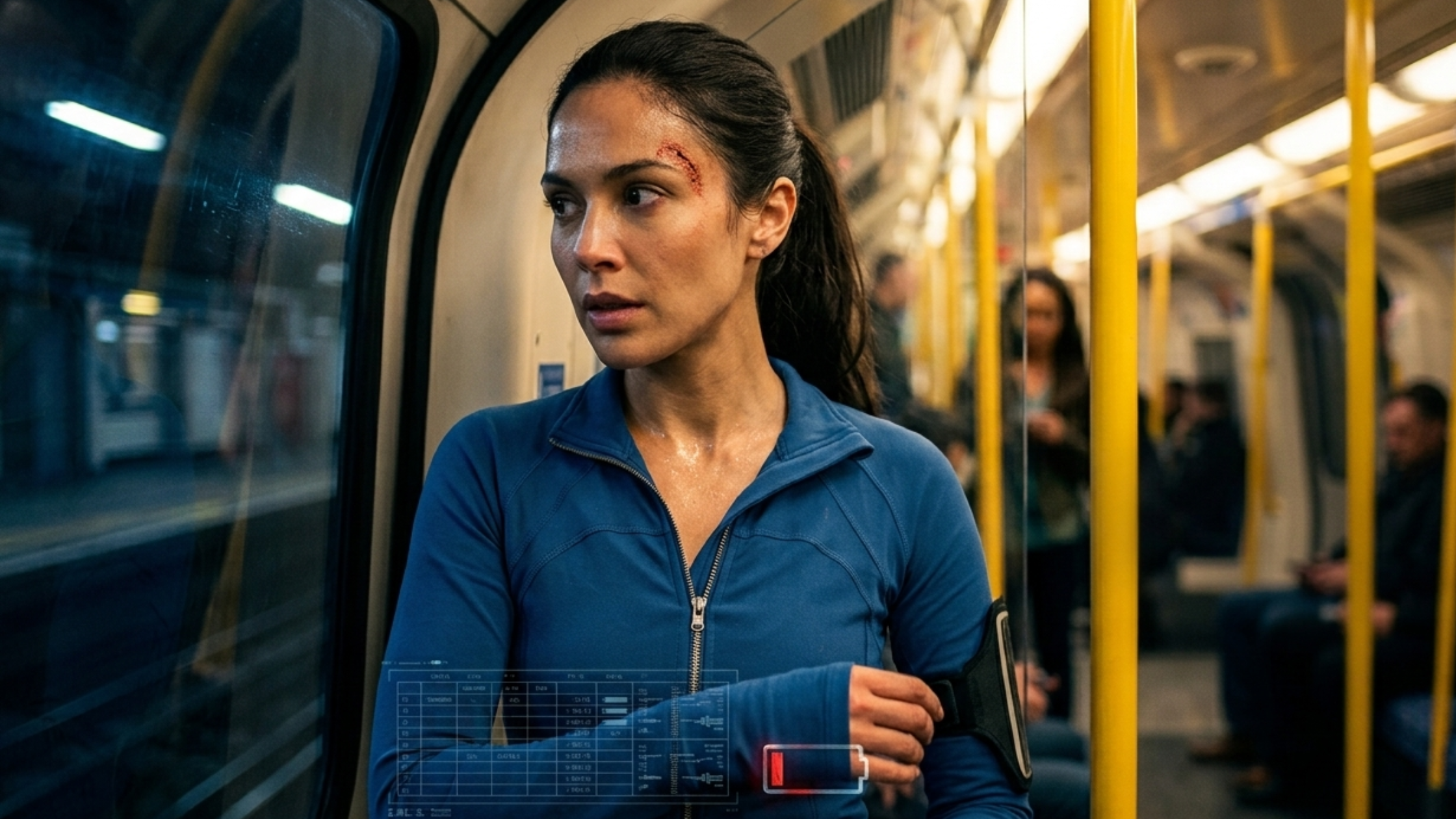 The Runner 2026 Gal Gadot Blue Athletic Track Jacket with Mock Collar