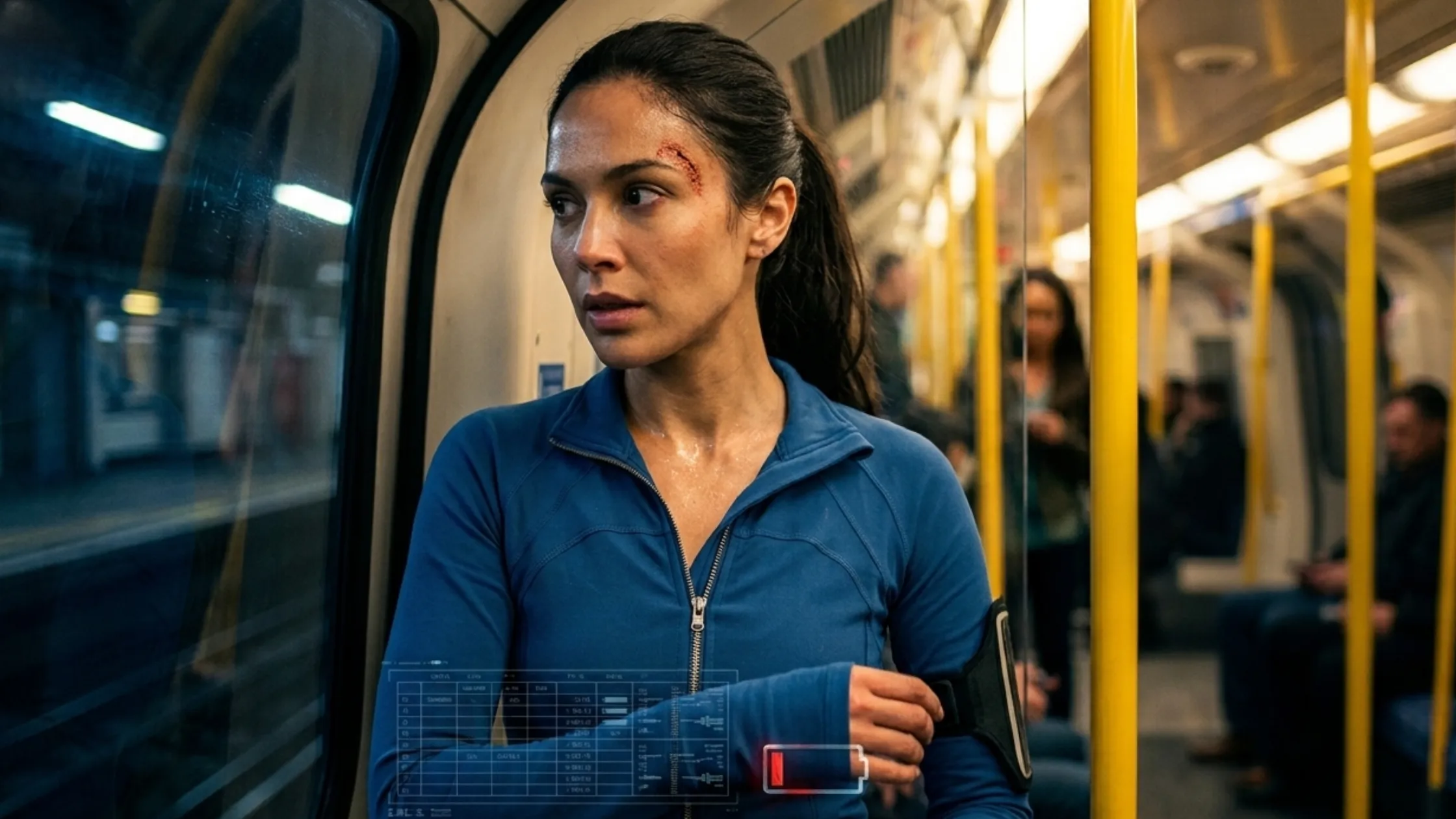 The Runner 2026 Gal Gadot Blue Athletic Track Jacket with Mock Collar