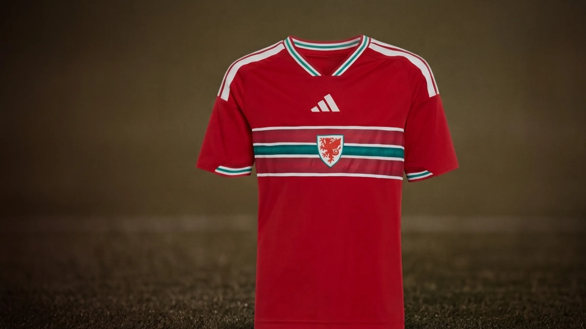 Wales 2026 Home Football Jersey Red Adidas Shirt with Green CYMRU Chest Band and FAW Dragon Crest