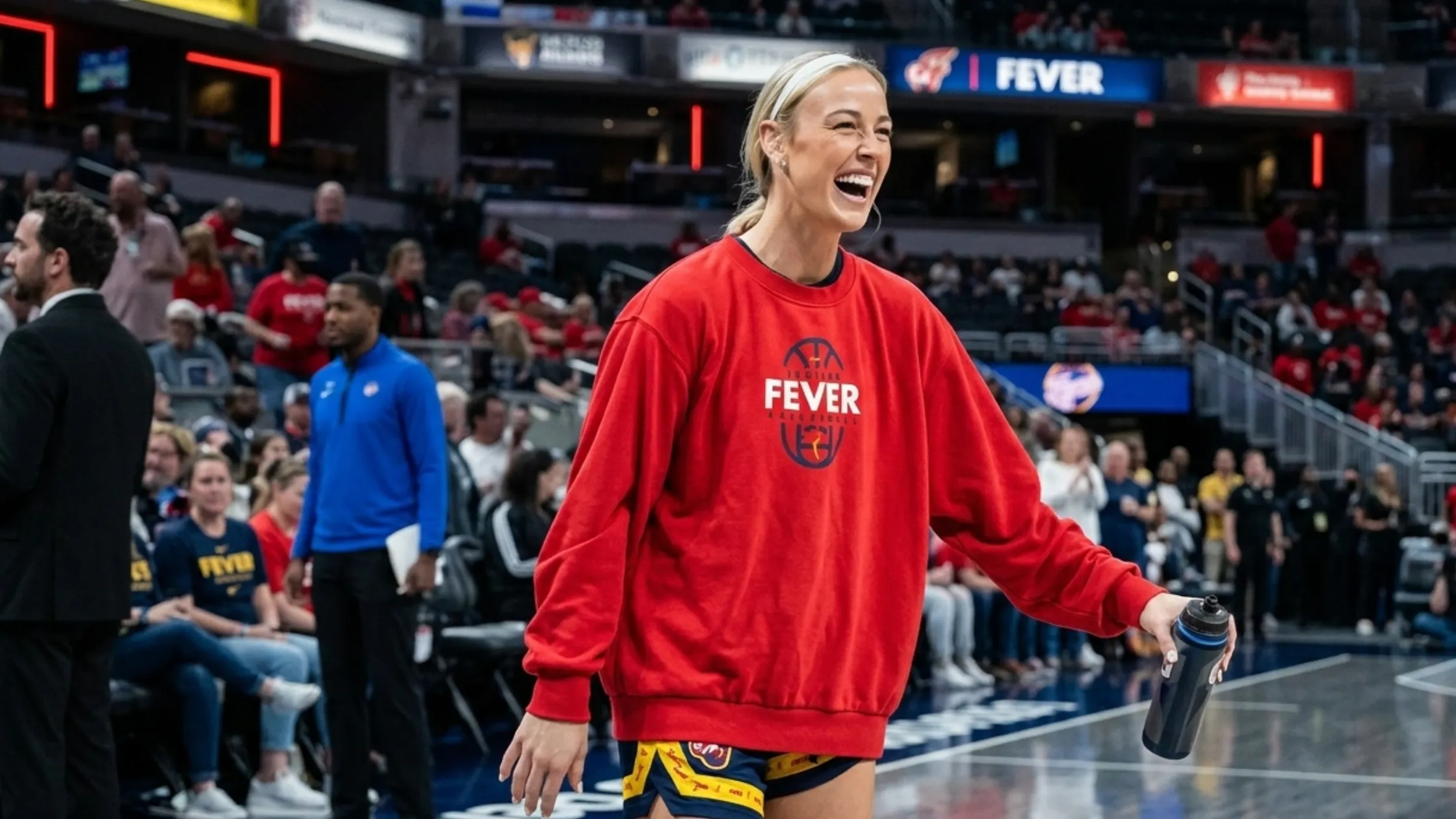 Sophie Cunningham Washington Mystics vs Indiana Fever Red Oversized FEVER Basketball Print Sweatshirt
