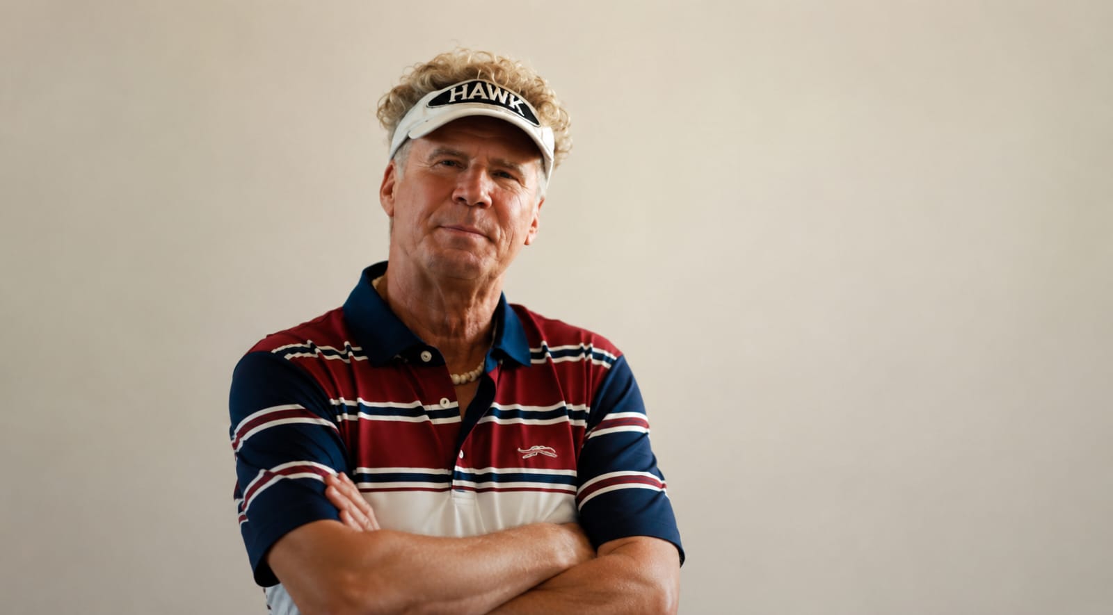 Will Ferrell The Hawk S01 Color Block Polo Shirt in navy, burgundy, and cream stripes