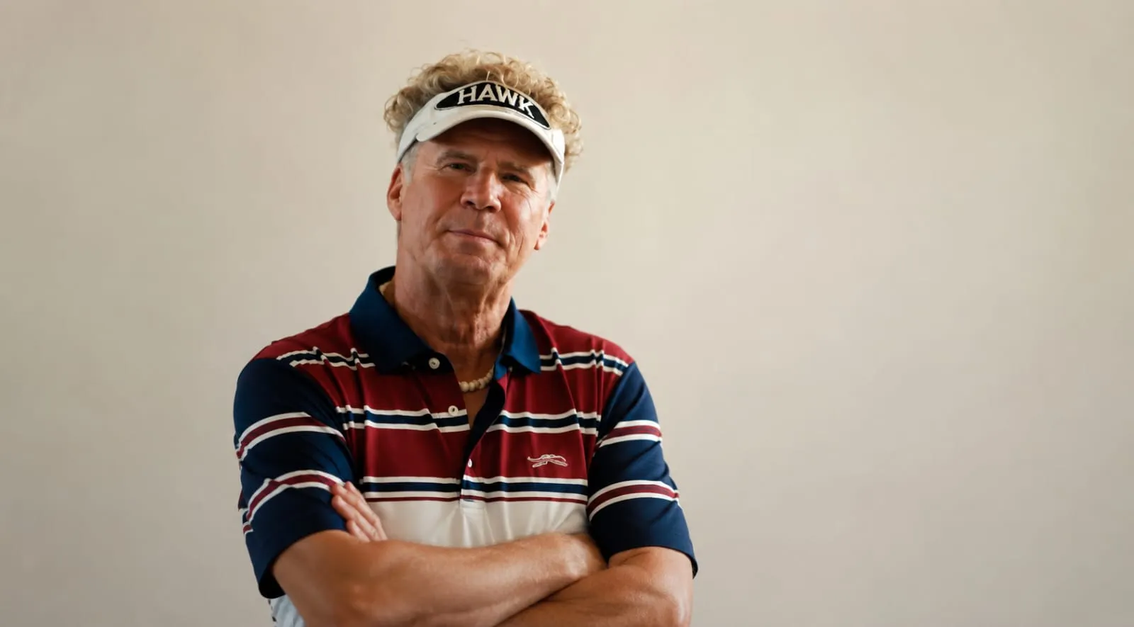 Will Ferrell The Hawk S01 Color Block Polo Shirt in navy, burgundy, and cream stripes