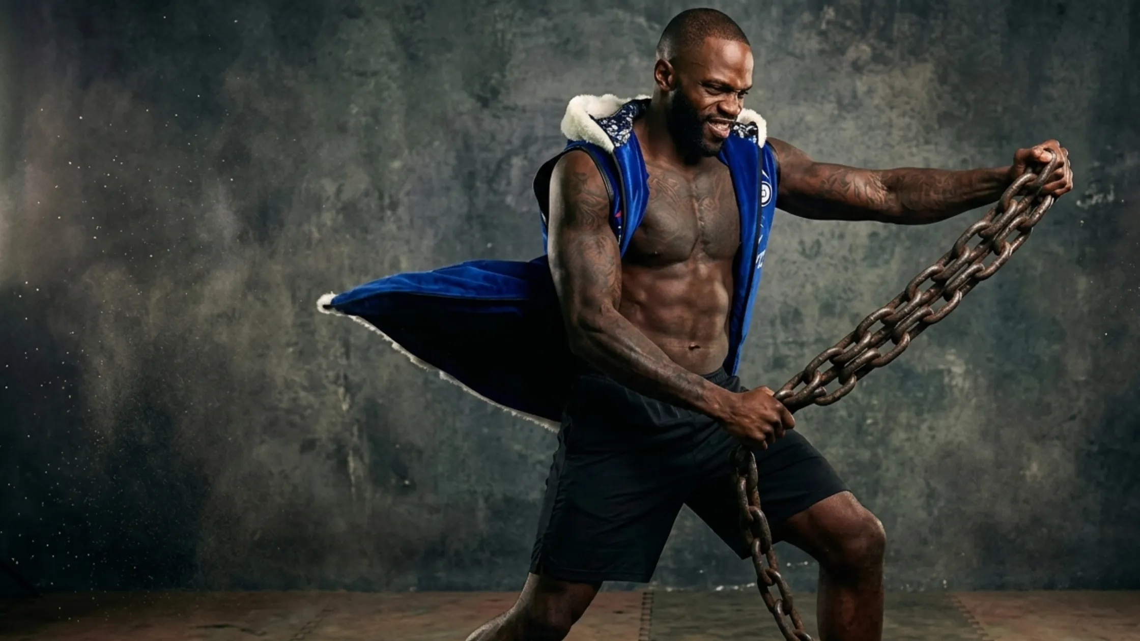 Ishmael Davis Royal Blue Sleeveless Hoodie