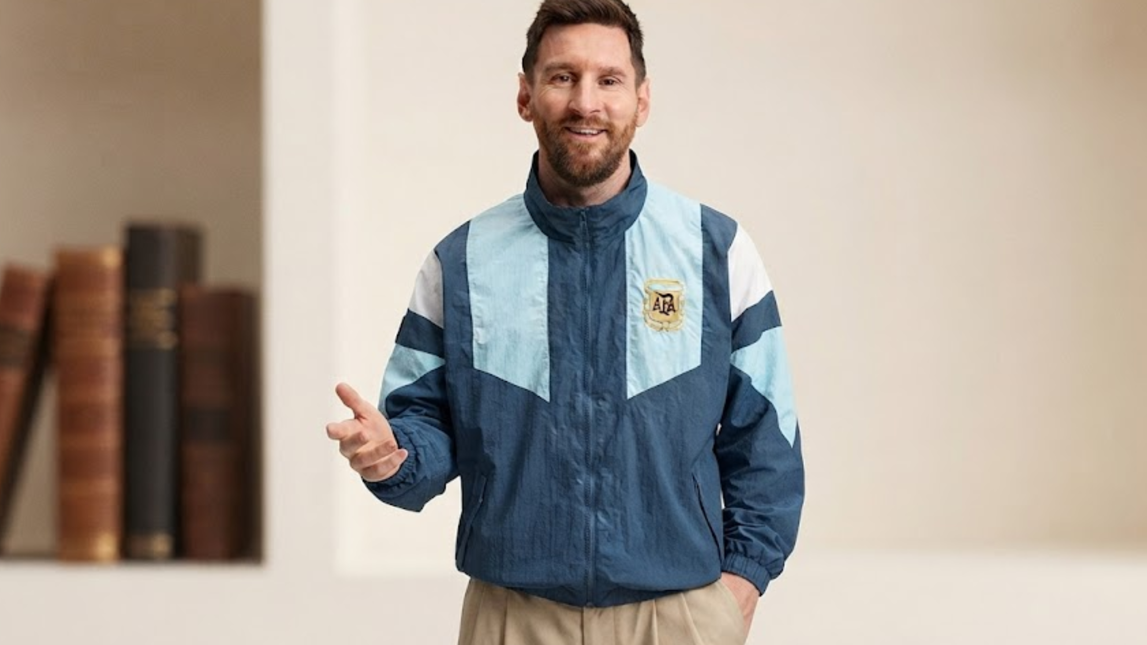 FIFA World Cup 2026 Argentina EQT Track Navy Oversized Windbreaker Jacket with sky blue panel blocks and AFA logo