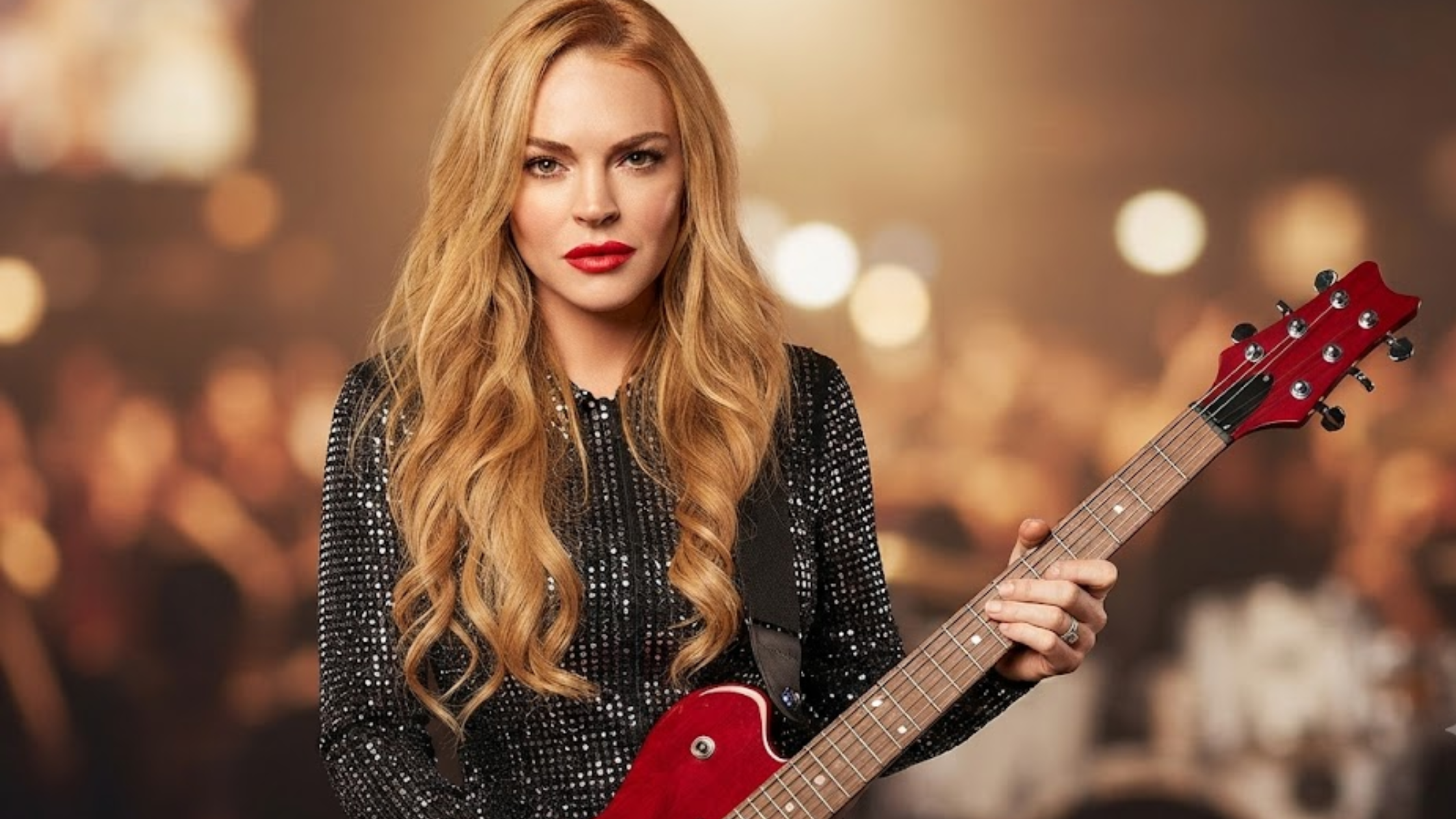 Freakier Friday Lindsay Lohan Black Bling Embellished Mini Shirt Dress with button-down front
