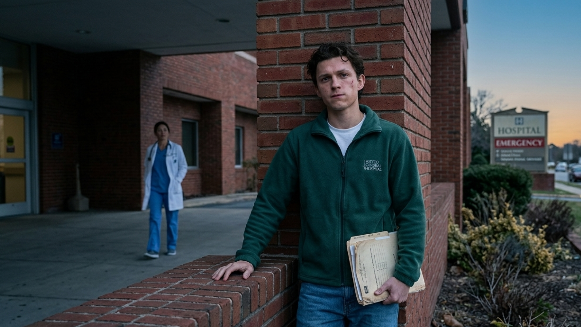 Spider-Man Brand New Day Tom Holland Green Fleece Jacket with Metro General Hospital embroidery