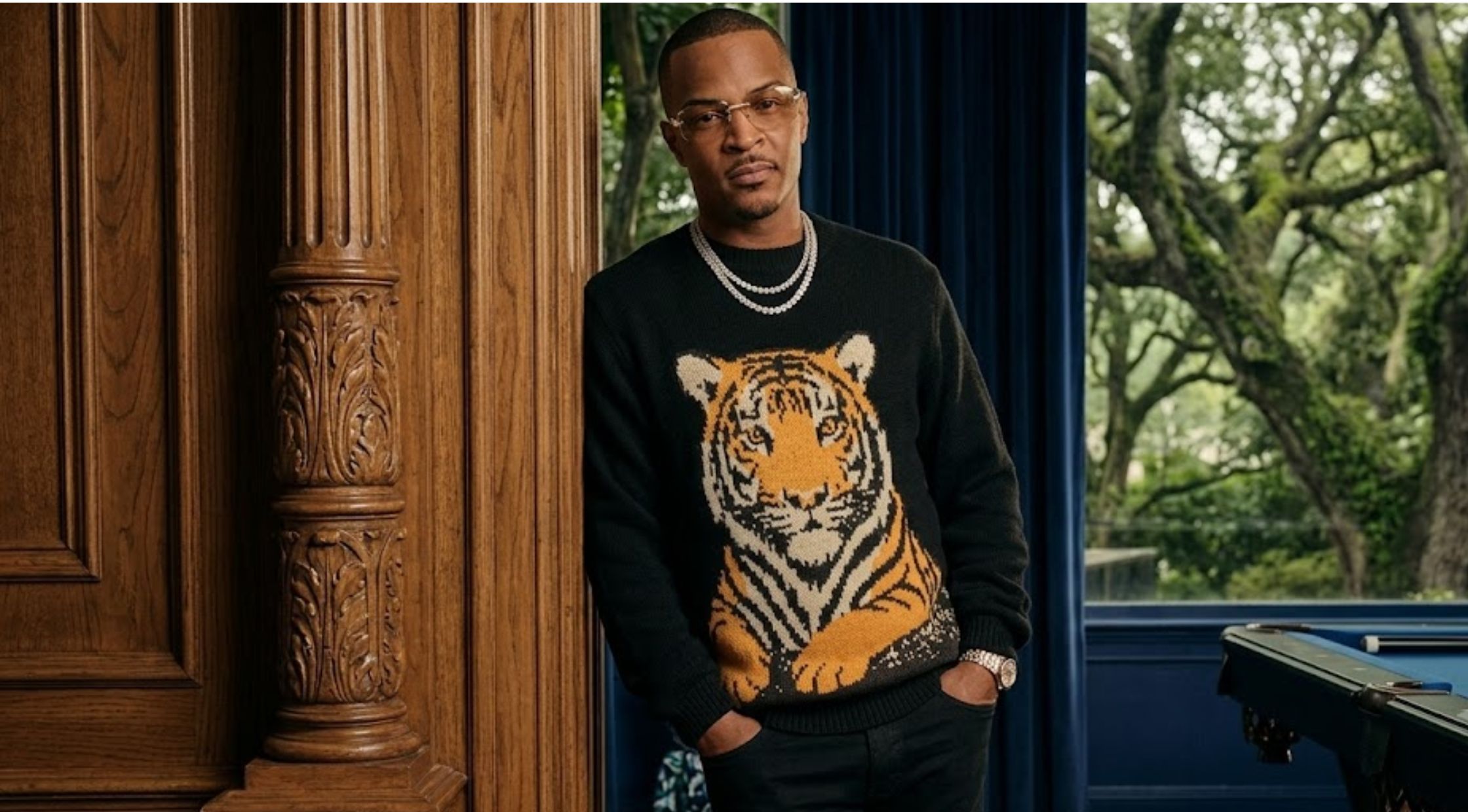 Looking for a Bold Streetwear Upgrade Choose the American Rapper T.I. Tiger Printed Jumper