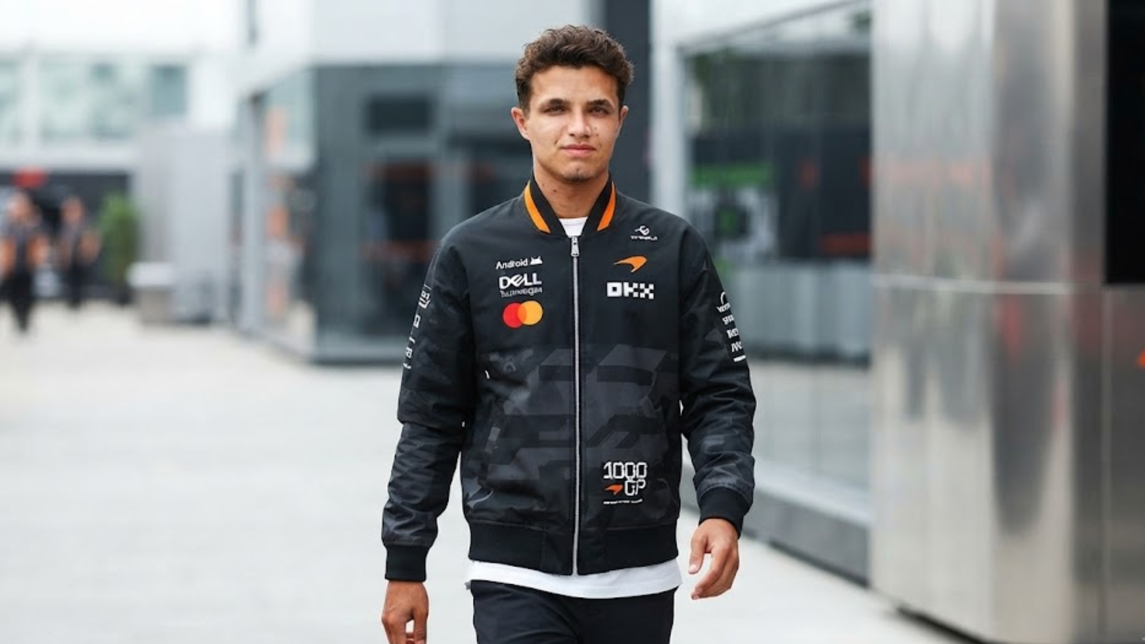 McLaren Racing 1000th Grand Prix Black Bomber Jacket with sponsor logos and commemorative 1000 GP design