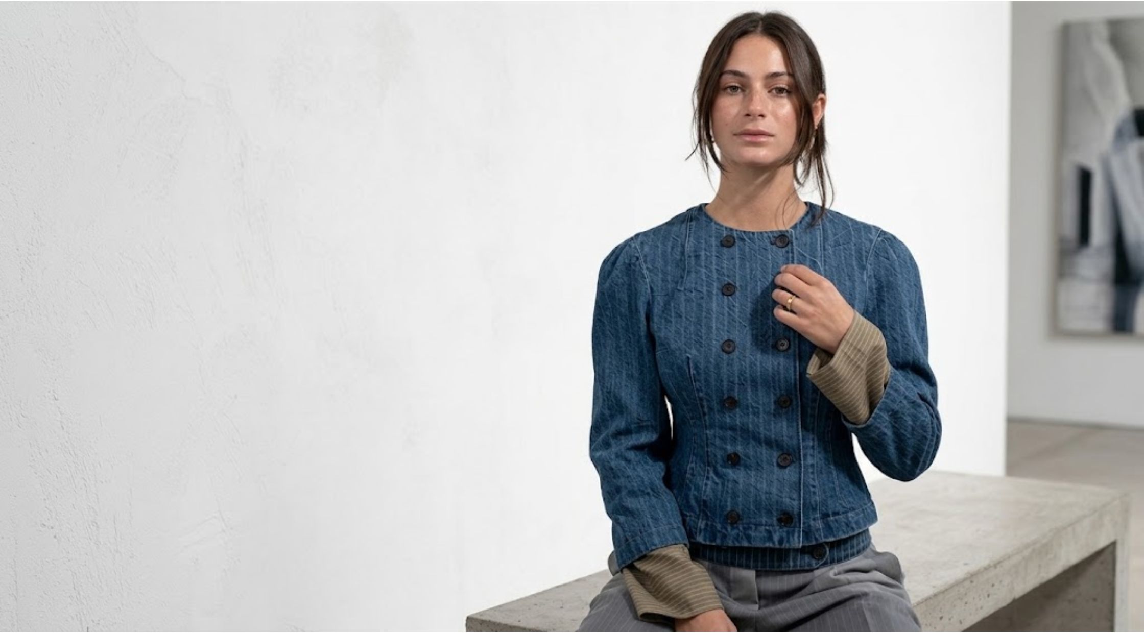 Why Georgia McCann’s Dark Denim Pinstripe Jacket on Next Gen NYC is the Ultimate Power-Tailoring Grail