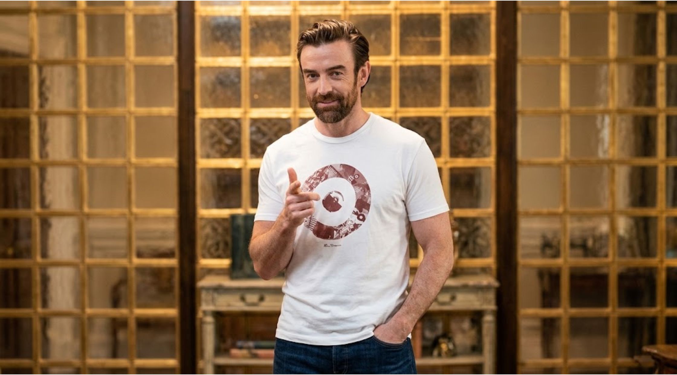 Why Adam Rowland’s Burgundy Mod Print Target Tee on Home and Away is a Modern Retro Grail