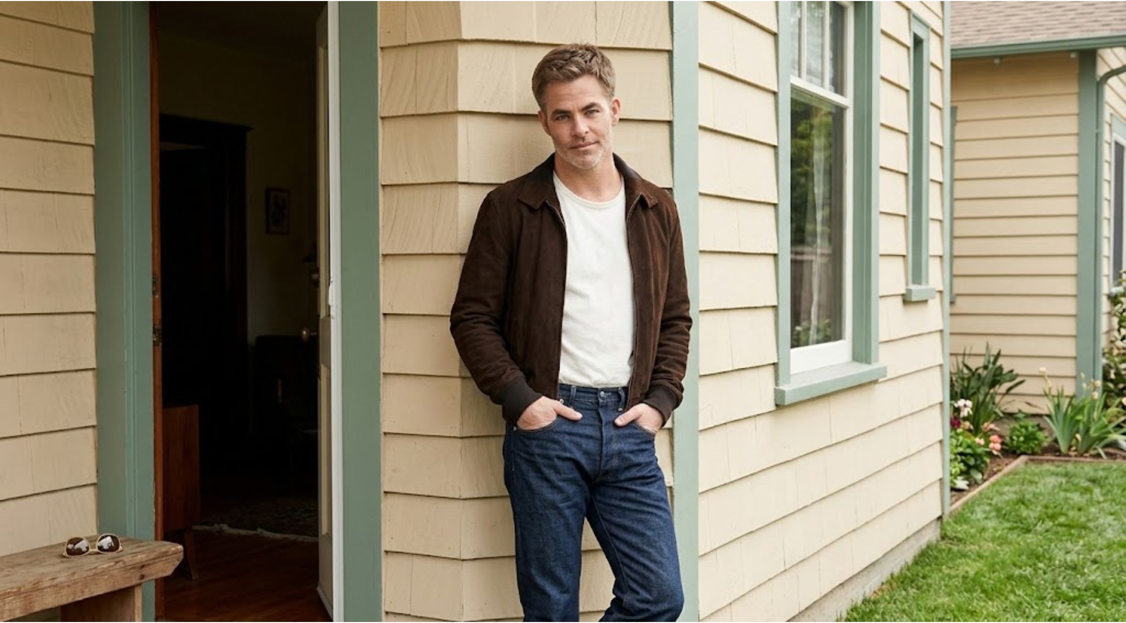 Why Chris Pine’s Dark Brown Suede Bomber Jacket in The Catch is a Hollywood Style Grail