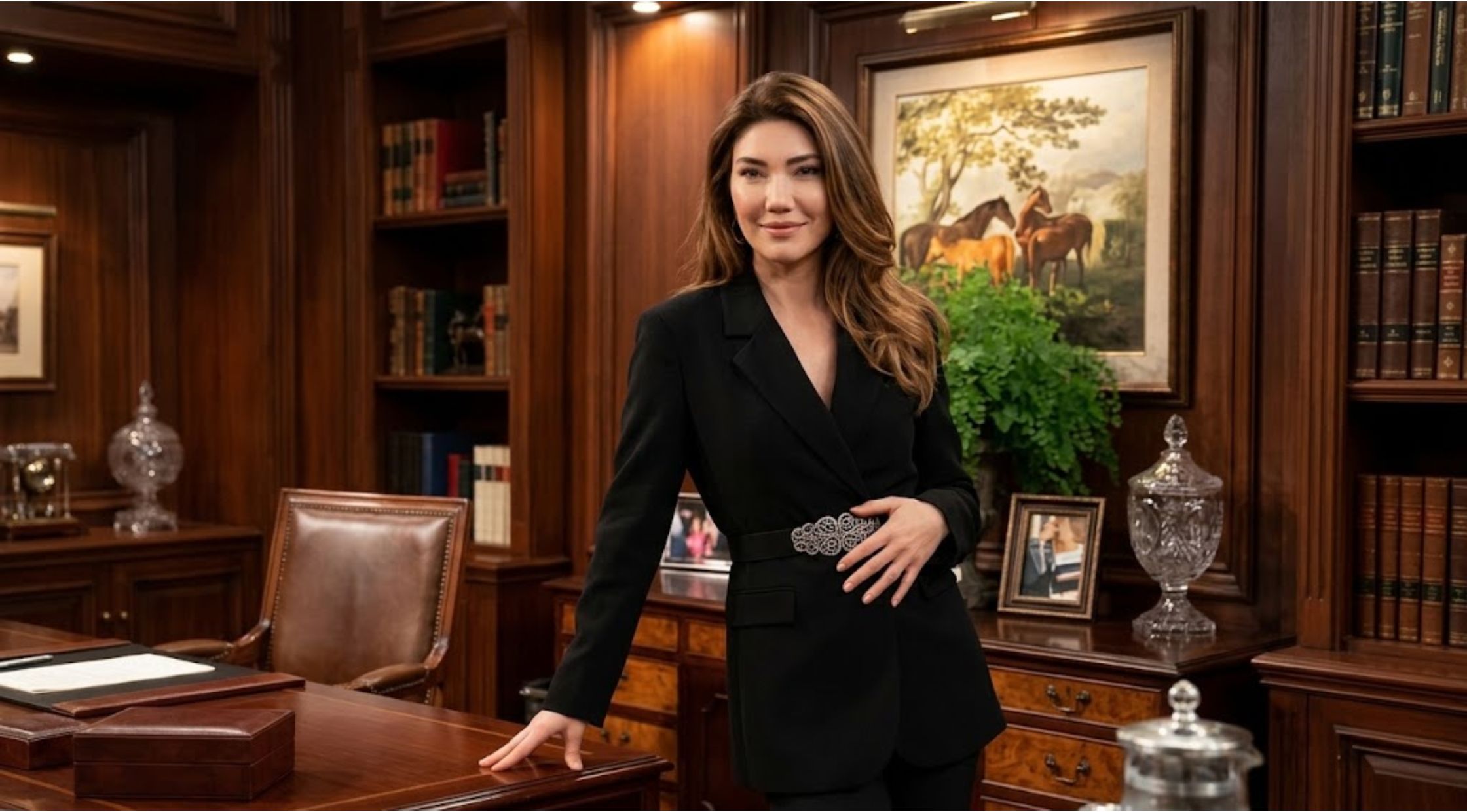 How to Get the Bold and the Beautiful 2026 Jacqueline MacInnes Wood Black Belted Blazer