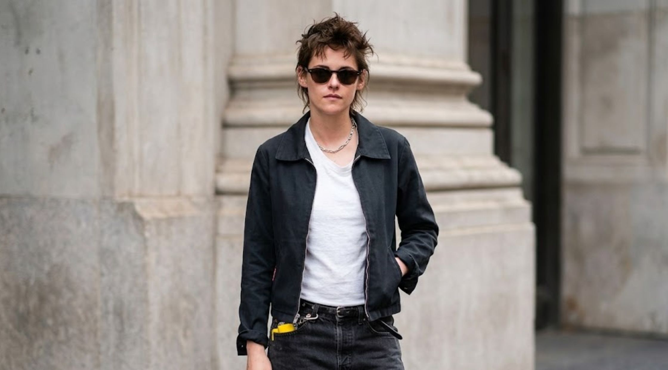 Why Kristen Stewart’s Black Harrington Jacket in New York City is an Edgy Streetwear Grail