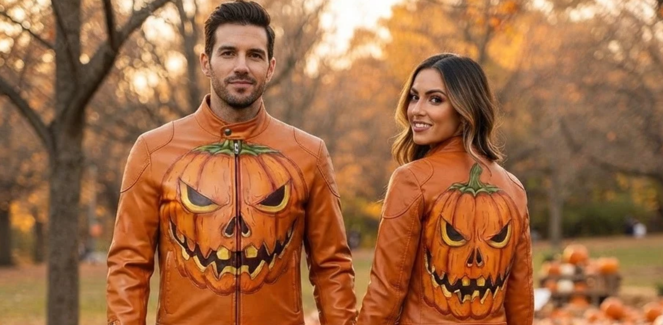 Get the Spooky Look with the Halloween Orange Jack-o’-lantern Leather Jacket
