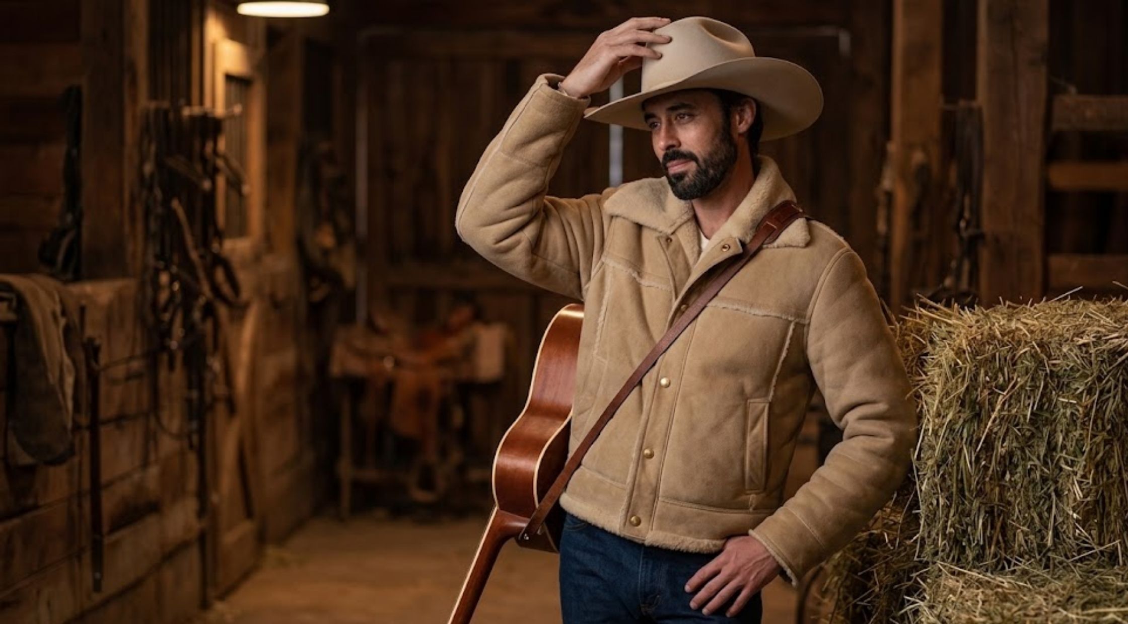 Why Ryan Bingham’s Tan Suede Shearling Ranch Jacket is a Western Style Grail