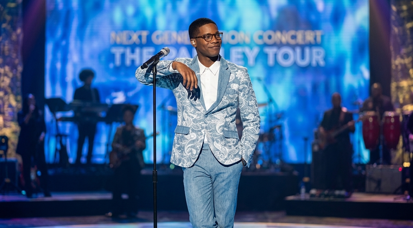 Thunderstorm Artis American Idol S23 Blue Paisley Blazer