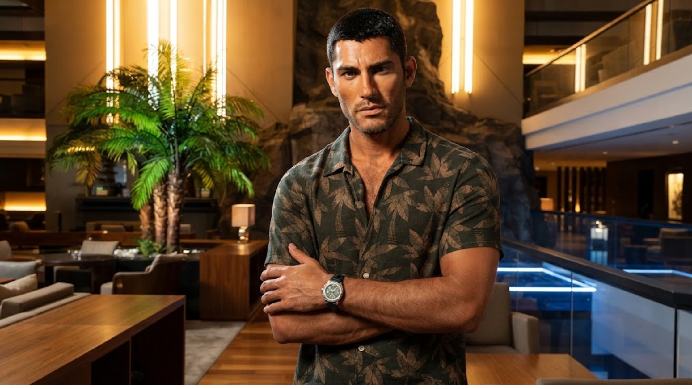 GTA 6 Jason Duval Olive Green Palm Tree Print Hawaiian Shirt