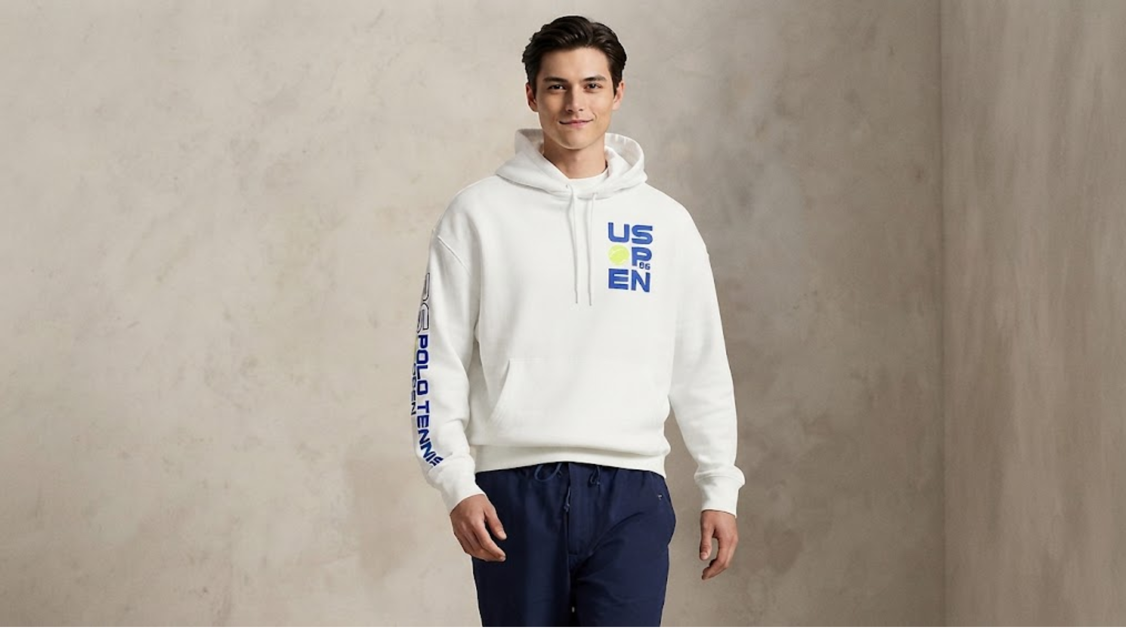 US Open 2026 Big Fit Graphic Hoodie White with Logo Back Print