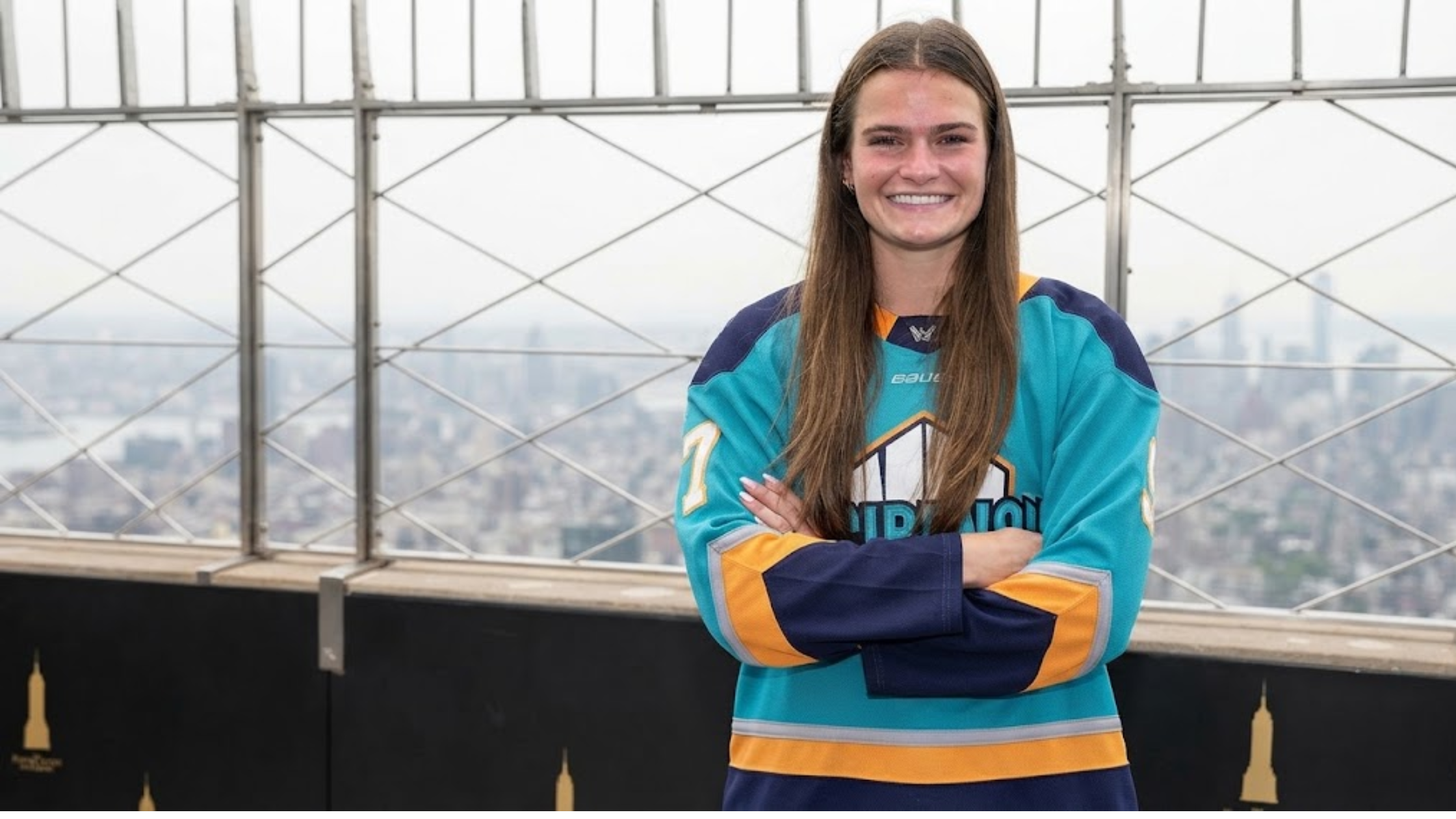 Emma Peschel Empire State Building multicolor hockey jersey