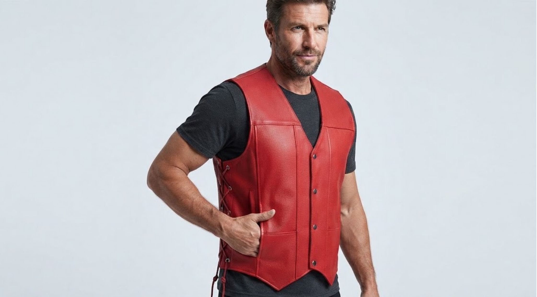 How to Style Men’s Biker Cowhide Red Leather Vest for Bold Motorcycle Fashion