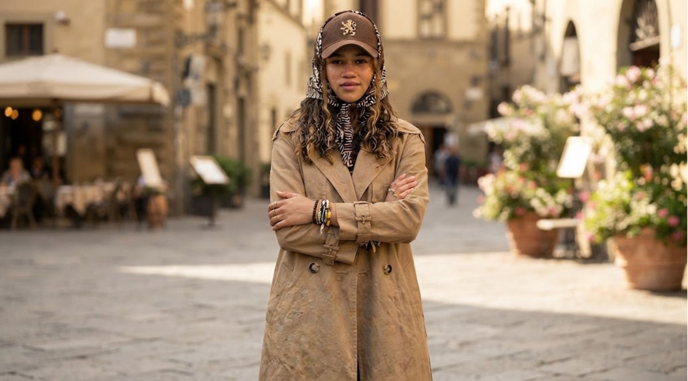 How to Style the Outer Banks Kiara Carrera Brown Trench Coat for a Bohemian Streetwear Look