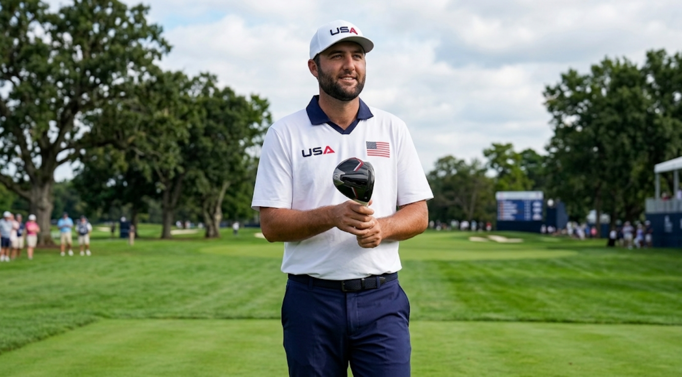 Scottie Scheffler Ryder Cup 2025 White Team USA Polo Shirt