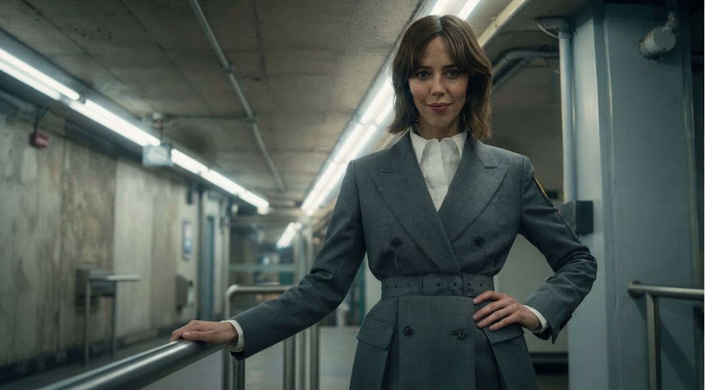 How to Style The Beauty 2026 Rebecca Hall Grey Belted Blazer