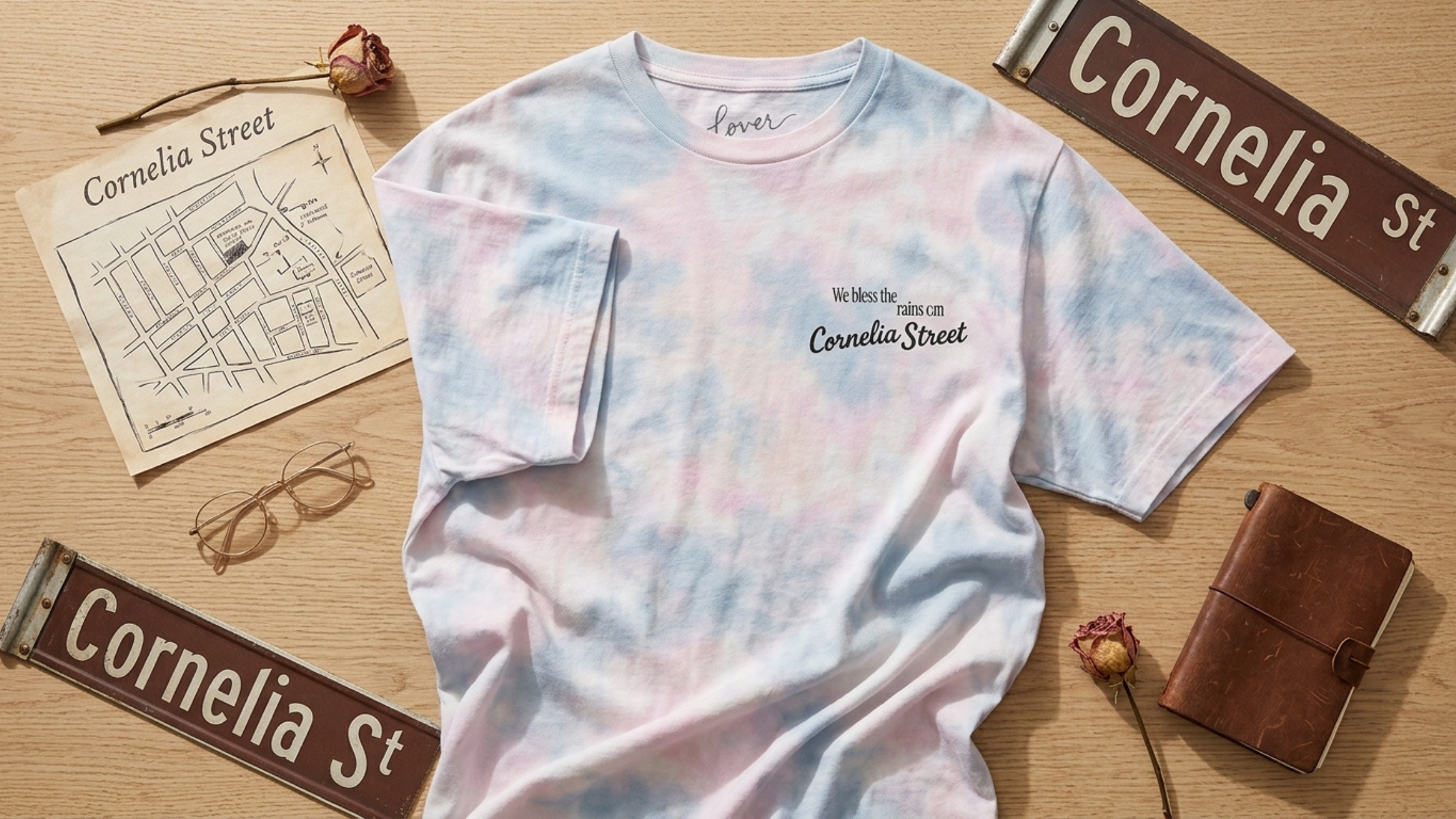 Taylor Swift We Bless The Rains On Cornelia Street pastel tie dye tee