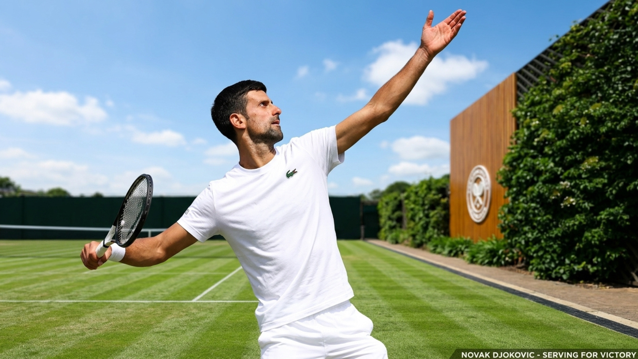 Novak Djokovic Wimbledon Championships 2025 White Lacoste T-Shirt