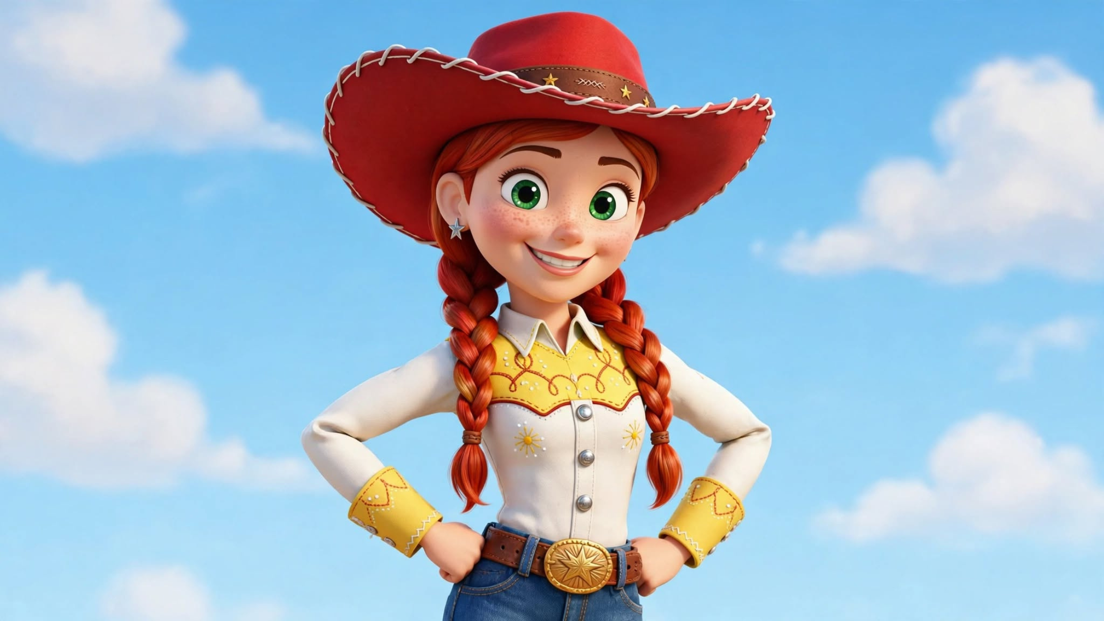 Toy Story 5 Jessie Yellow and White Cowgirl Shirt with Red Embroidery