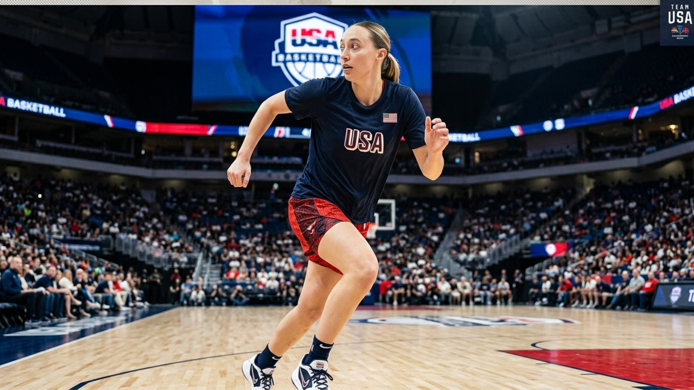 Paige Bueckers 2026 World Cup Qualifying Tournament Navy USA Basketball T-Shirt
