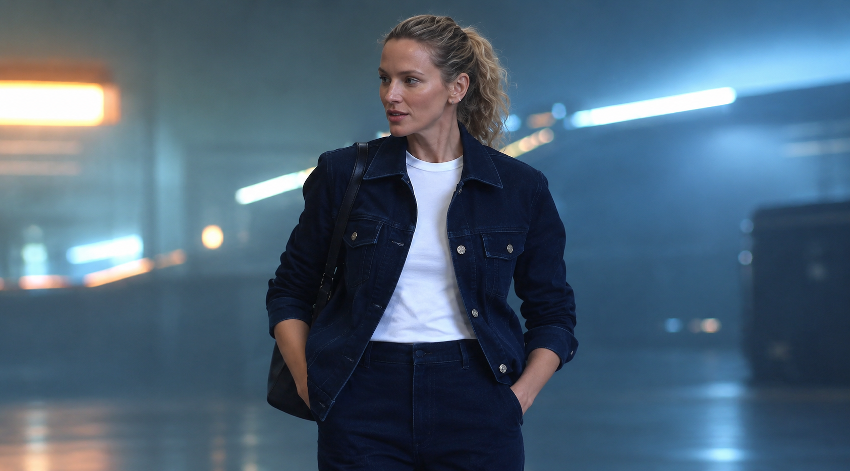 FBI Most Wanted S06 Nina Chase blue contrast stitch denim jacket